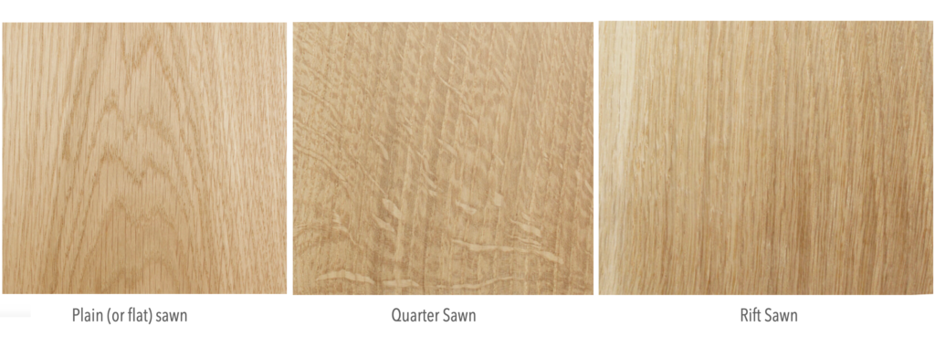 Different cuts of white oak