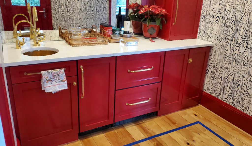 Red lacquer high gloss bar cabinets