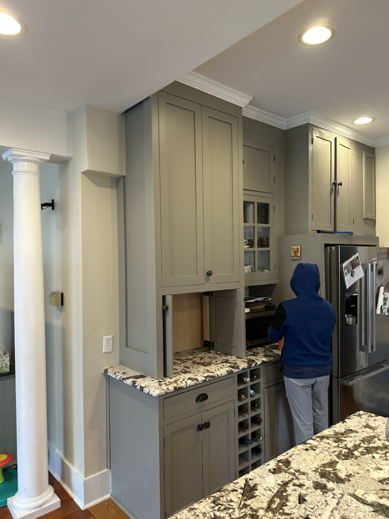 Custom painted kitchen cabinets with inset doors in Fredericksburg Virginia