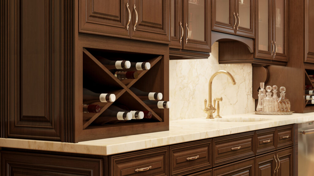 Traditional deep maple wet bar cabinetry in washington DC