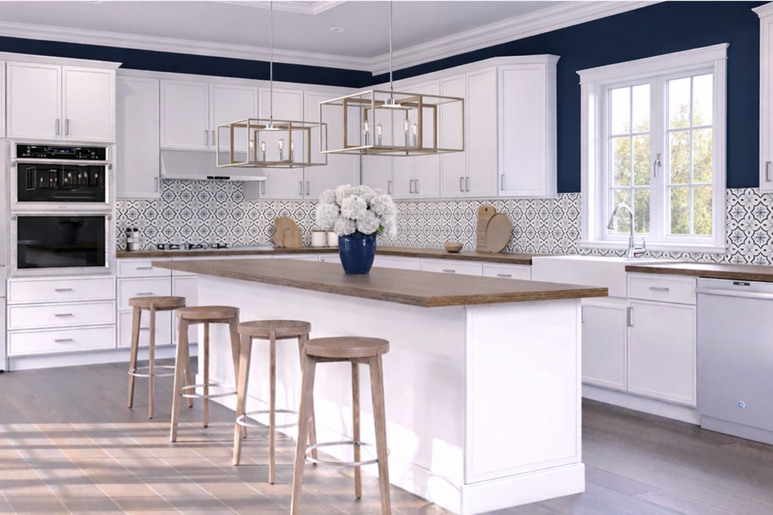 Mini white shaker kitchen remodal with custom tops in Annandale virginia