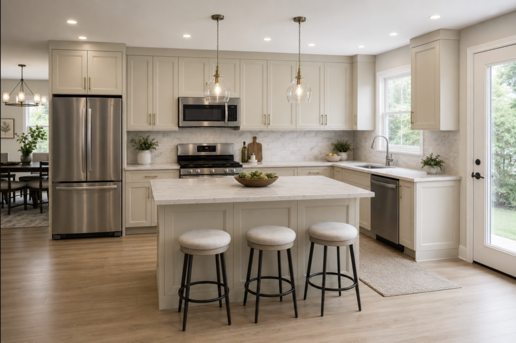 Warm beige taupe kitchen
